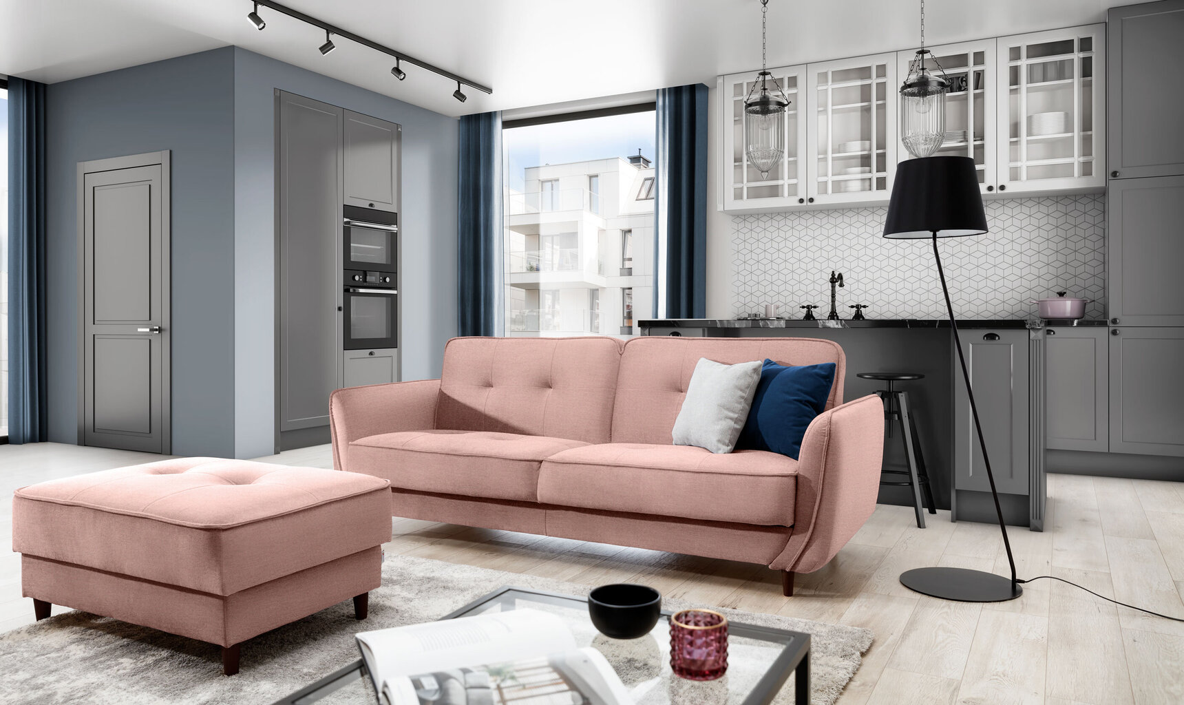 Sofa NORE Bellis, šviesiai rožinė цена и информация | Sofos | pigu.lt