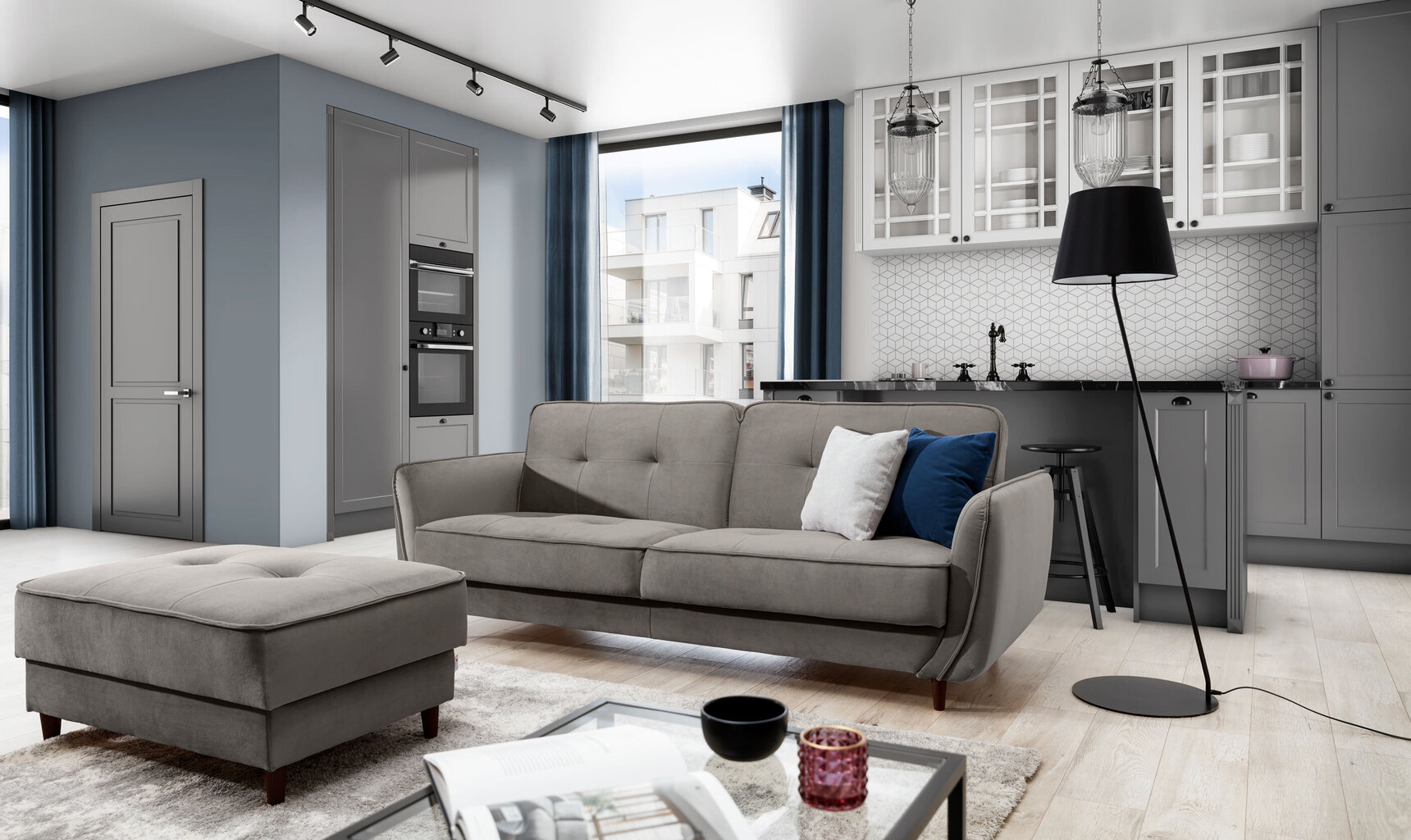 Sofa NORE Bellis, šviesiai pilka цена и информация | Sofos | pigu.lt