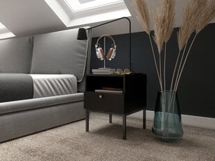 Naktinė spintelė NORE Lanzzi, juoda kaina ir informacija | Spintelės prie lovos | pigu.lt