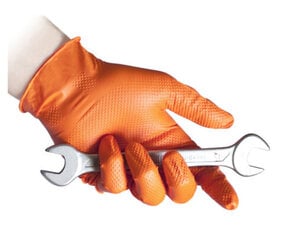Перчатки Power Grip нитриловые оранжевые 50 шт/упаковка цена и информация | Рабочие перчатки | pigu.lt