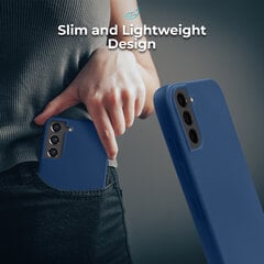 Moozy Lifestyle Dėklas Samsung Galaxy S21 FE 5G - Silikono Dėklas su Matine Danga ir Minkštu Mikropluošto Pamušalu, Vidurnakčio Mėlyna kaina ir informacija | Telefono dėklai | pigu.lt
