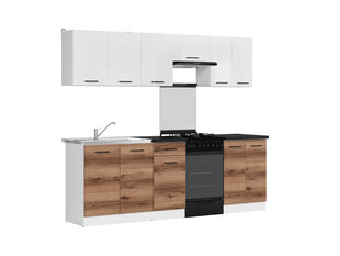 Virtuvės baldų komplektas BRW Junona Line 230, baltas/tamsiai rudas kaina ir informacija | Virtuvės baldų komplektai | pigu.lt