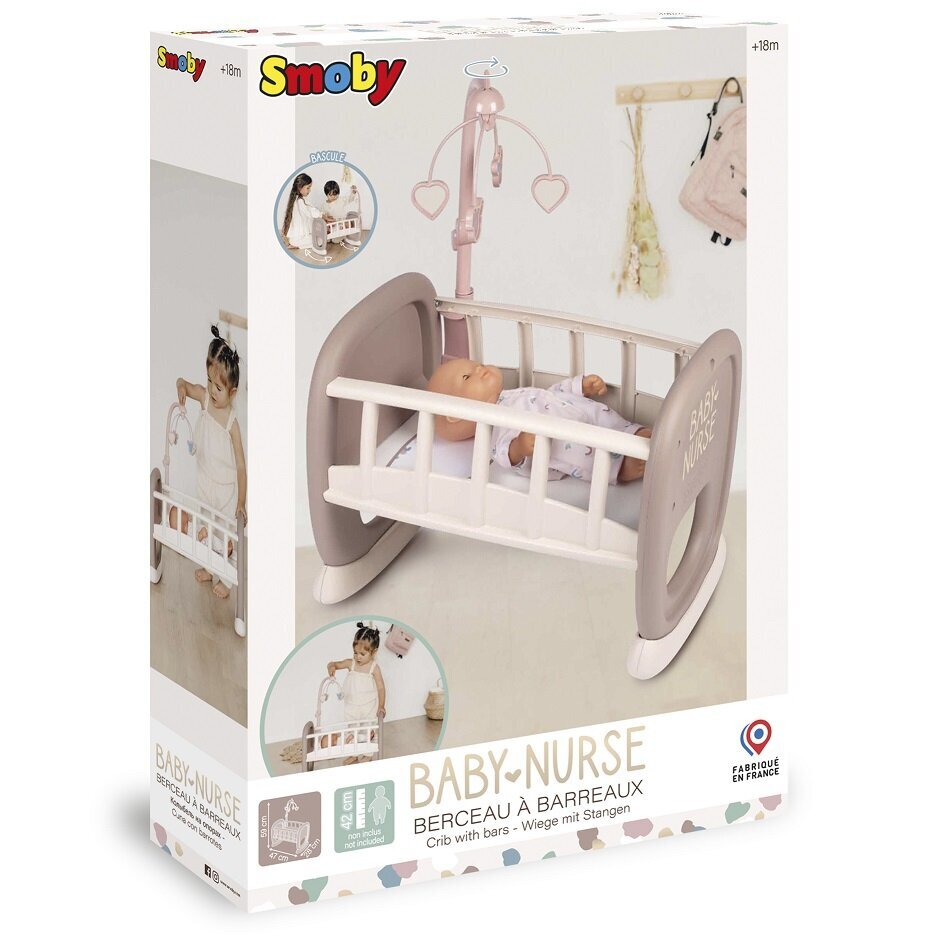Lovytė - lopšys su karusėle lėlei Baby Nurse Smoby kaina ir informacija | Žaislai mergaitėms | pigu.lt