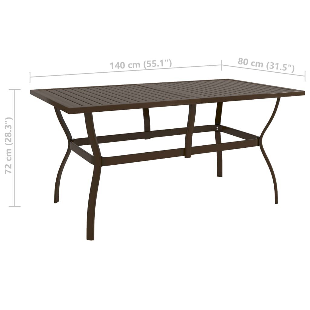 Sodo stalas, rudas, 140x80x72cm kaina ir informacija | Lauko stalai, staliukai | pigu.lt