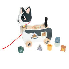 Traukiamas medinis žaislas-rūšiuoklis Katinas Smiki kaina ir informacija | Žaislai kūdikiams | pigu.lt