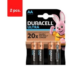 Baterijos DURACELL Ultra AA, 4vnt. x 2 pak. pakuotė kaina ir informacija | Elementai | pigu.lt