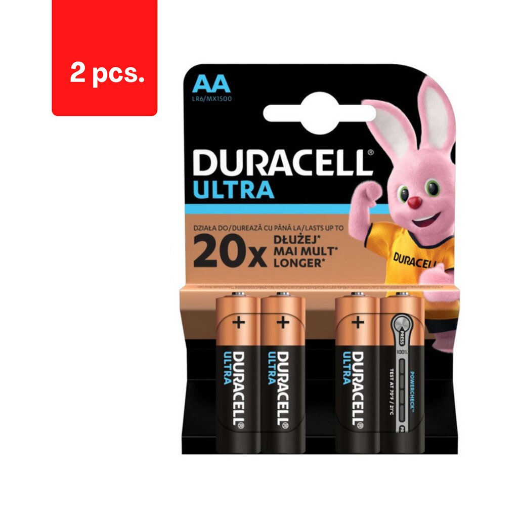 Baterijos DURACELL Ultra AA, 4vnt. x 2 pak. pakuotė kaina ir informacija | Elementai | pigu.lt
