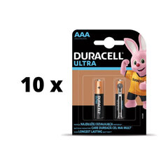 Baterijos DURACELL ULTRA AAA, 2vnt. x 10 vnt. pakuotė kaina ir informacija | Elementai | pigu.lt