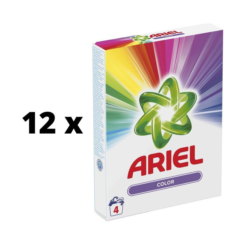 Skalbimo milteliai ARIEL Color, 4 skalbimų / 300 g x 12 vnt. pakuotė цена и информация | Skalbimo priemonės | pigu.lt