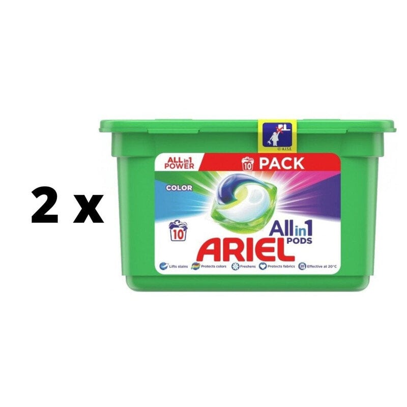 Skalbimo kapsulės Ariel Color, 10 vnt. x 2 vnt. pakuotė kaina ir informacija | Skalbimo priemonės | pigu.lt
