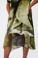 Платье прямого силуэта с узором из мягкого трикотажа с подолом из шифона и однотонной жёлтой спиной цена и информация | Платья | pigu.lt