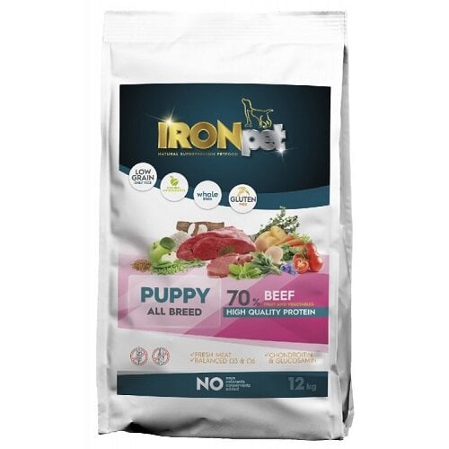 Ironpet Beef Puppy All Breed sausas maistas visų veislių šuniukams iki 1 metų 12kg kaina ir informacija | Sausas maistas šunims | pigu.lt