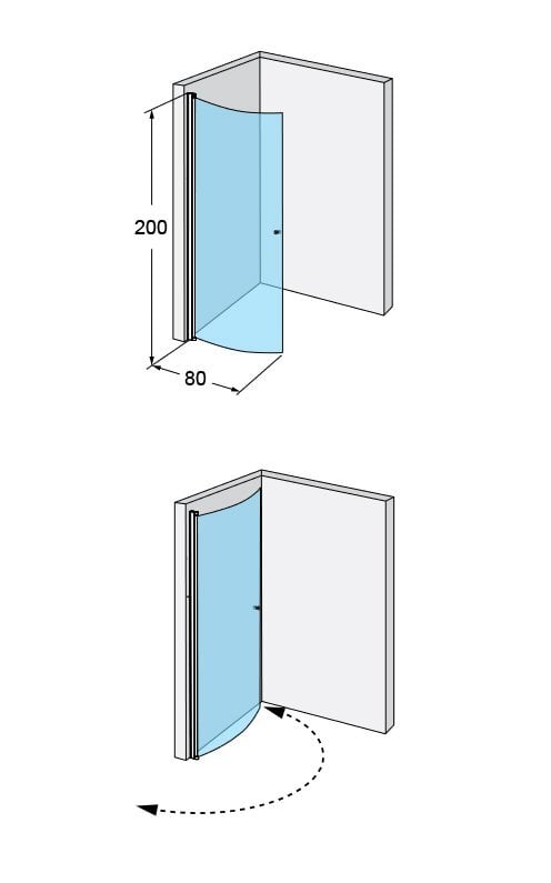 Pusapvalė dušo sienelė IDO Showerama 10-41 800, dalinai matinis stiklas kaina ir informacija | Dušo durys ir sienelės | pigu.lt