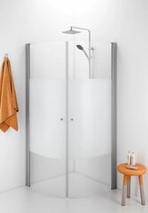 Pusapvalė dušo kabina IDO Showerama 10-4 80X80, dalinai matinis stiklas kaina ir informacija | Dušo kabinos | pigu.lt