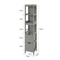 Высокий шкаф для ванной комнаты с 3 полками и 2 ящиками, FRG126-SG цена и информация | Шкафчики для ванной | pigu.lt