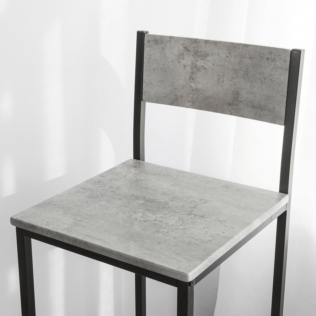 Baro kėdės, juoda/pilka, 2 vnt. kaina ir informacija | Virtuvės ir valgomojo kėdės | pigu.lt