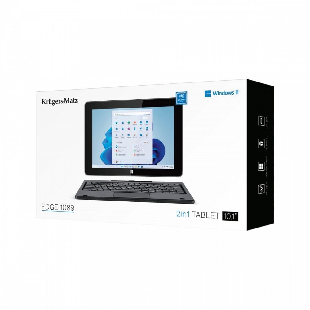 Kruger & Matz PC Tab 2in 1 EDGE 1089 Intel Celeron 10,1’’ 1280 x 800 Intel UHD Graphics 600 Windows 11 Pro kaina ir informacija | Nešiojami kompiuteriai | pigu.lt