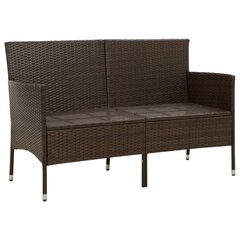 vidaXL Trivietė sodo sofa su pagalvėlėmis, rudos spalvos, poliratanas цена и информация | Садовые стулья, кресла, пуфы | pigu.lt