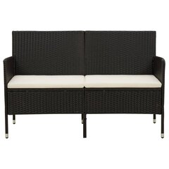 vidaXL Trivietė sodo sofa su pagalvėlėmis, juodos spalvos, poliratanas цена и информация | Садовые стулья, кресла, пуфы | pigu.lt