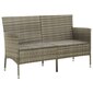 vidaXL Trivietė sodo sofa su pagalvėlėmis, pilkos spalvos, poliratanas kaina ir informacija | Lauko kėdės, foteliai, pufai | pigu.lt