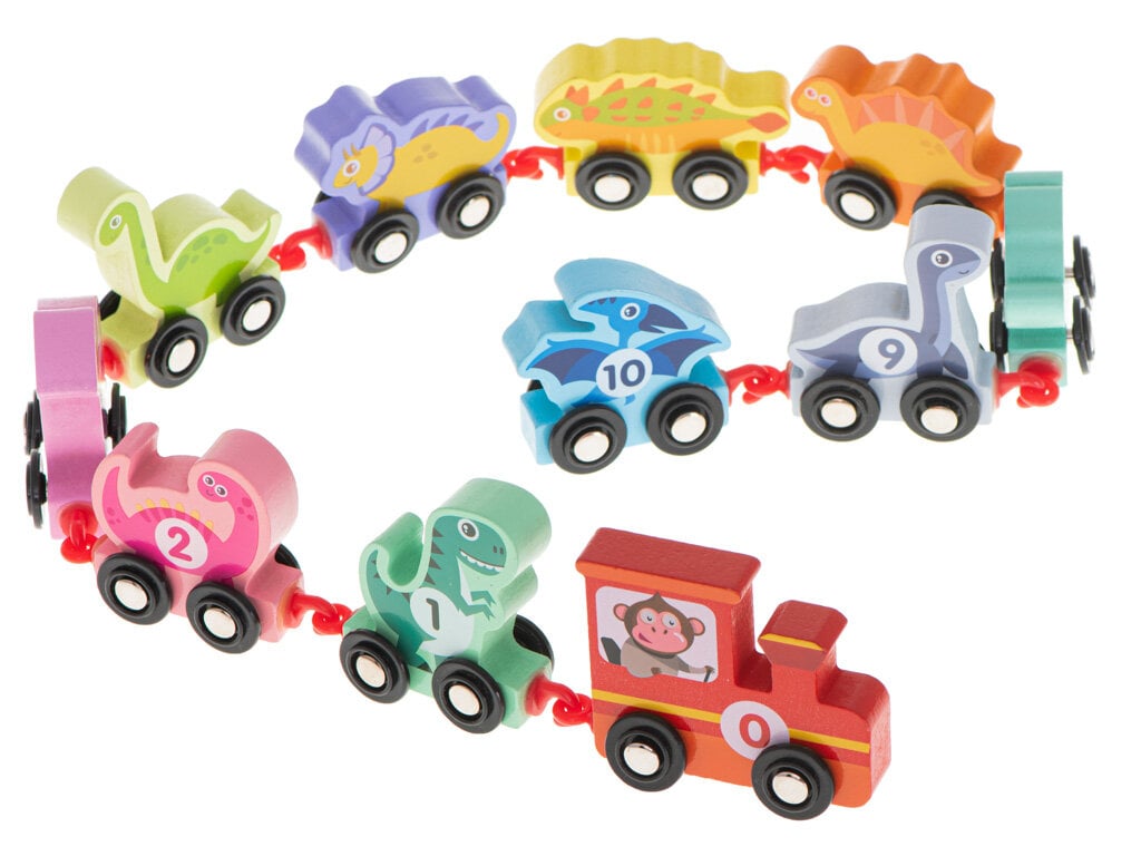 Medinė Montessori dinozaurų eilė kaina ir informacija | Žaislai berniukams | pigu.lt