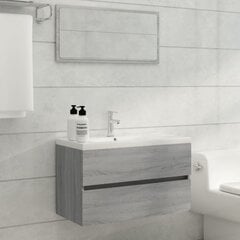 Spintelė praustuvui, pilka ąžuolo, 80x38,5x45cm, mediena цена и информация | Шкафчики для ванной | pigu.lt