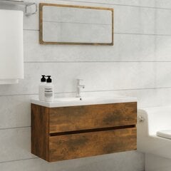 Spintelė praustuvui, dūminio ąžuolo, 90x38,5x45cm, mediena цена и информация | Шкафчики для ванной | pigu.lt