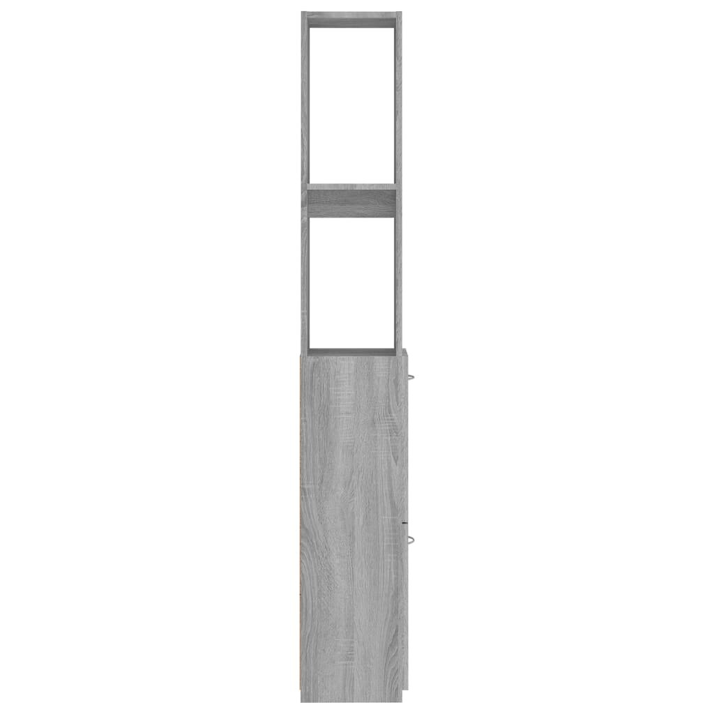vidaXL Vonios spintelė, pilka ąžuolo, 25x25x170cm, apdirbta mediena kaina ir informacija | Vonios spintelės | pigu.lt