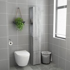 vidaXL Vonios spintelė, pilka ąžuolo, 25x25x170cm, apdirbta mediena цена и информация | Шкафчики для ванной | pigu.lt