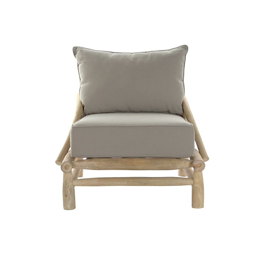 Fotelis DKD Home Decor, Tikmedis/Poliesteris, (82 x 80 x 73 cm), natūrali/šviesiai pilka kaina ir informacija | Svetainės foteliai | pigu.lt