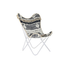 Садовое кресло DKD Home Decor Чёрный Хлопок Белый Железо (74 x 65 x 90 cm) цена и информация | Садовые стулья, кресла, пуфы | pigu.lt