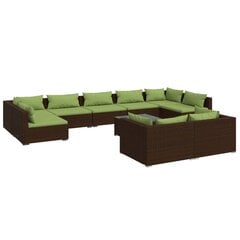 Садовый комплект мебели с подушками, 10 частей, коричневый цена и информация | Комплекты уличной мебели | pigu.lt