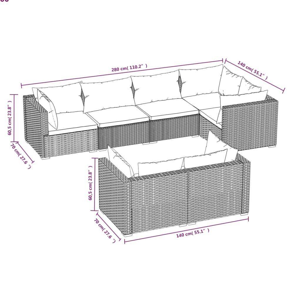 Lauko baldų komplektas vidaXL, rudas kaina ir informacija | Lauko baldų komplektai | pigu.lt