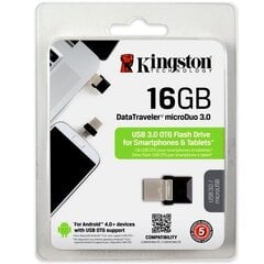 USB atmintinė Kingston 16GB Mikro/USB 3.0 kaina ir informacija | USB laikmenos | pigu.lt