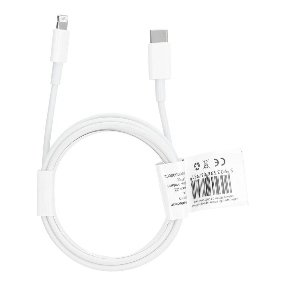 Cable Type C for iPhone Lightning 8-pin Power Delivery PD18W 2A kaina ir informacija | Laidai telefonams | pigu.lt