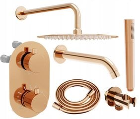 Potinkinis dušo ir vonios komplektas su termostatu Mexen Kai 7in1, 25 cm, Rose Gold цена и информация | Душевые комплекты и панели | pigu.lt