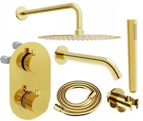 Potinkinis dušo ir vonios komplektas su termostatu Mexen Kai 7in1, 25 cm, Gold kaina ir informacija | Dušo komplektai ir panelės | pigu.lt