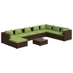 Комплект мебели с подушками, 9 частей, коричневый цена и информация | Комплекты уличной мебели | pigu.lt