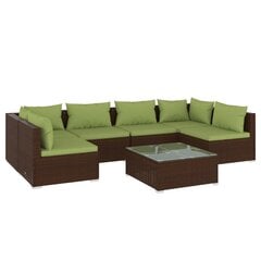 Комплект уличной мебели с подушками, 7 частей, коричневый цена и информация | Комплекты уличной мебели | pigu.lt
