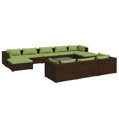 Комплект мебели с подушками, 11 частей, коричневый цена и информация | Комплекты уличной мебели | pigu.lt