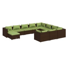 Комплект мебели с подушками, 11 частей, коричневый цена и информация | Комплекты уличной мебели | pigu.lt