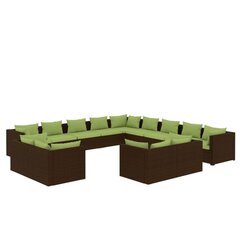 Sodo komplektas su pagalvėlėmis, 13 dalių, rudas, poliratanas kaina ir informacija | Lauko baldų komplektai | pigu.lt