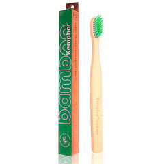 Ekologiškas bambukinis dantų šepetėlis KEMPHOR® žalios spalvos. kaina ir informacija | Dantų šepetėliai, pastos | pigu.lt