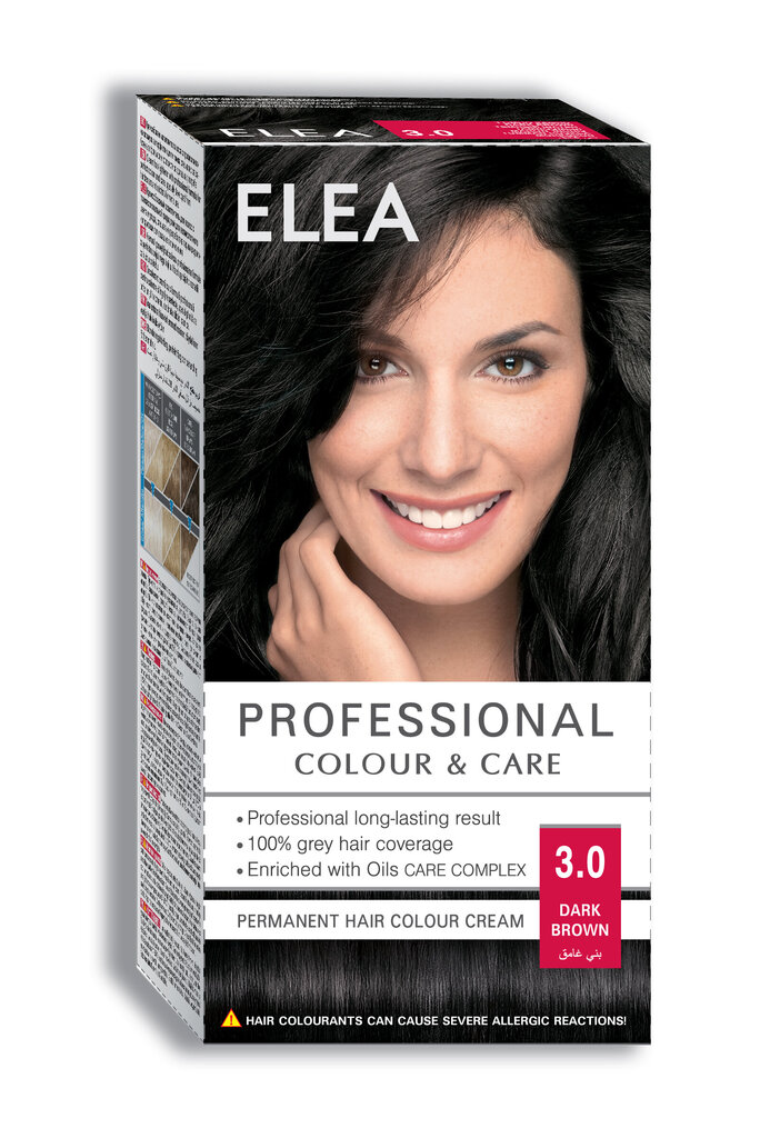 Plaukų dažai Elea Professional Colour& Care 3.0 Dark brown, 123ml цена и информация | Plaukų dažai | pigu.lt