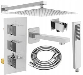 Potinkinis dušo ir vonios komplektas su termostatu Mexen Cube 7in1, 30x30 cm, Chrome kaina ir informacija | Dušo komplektai ir panelės | pigu.lt