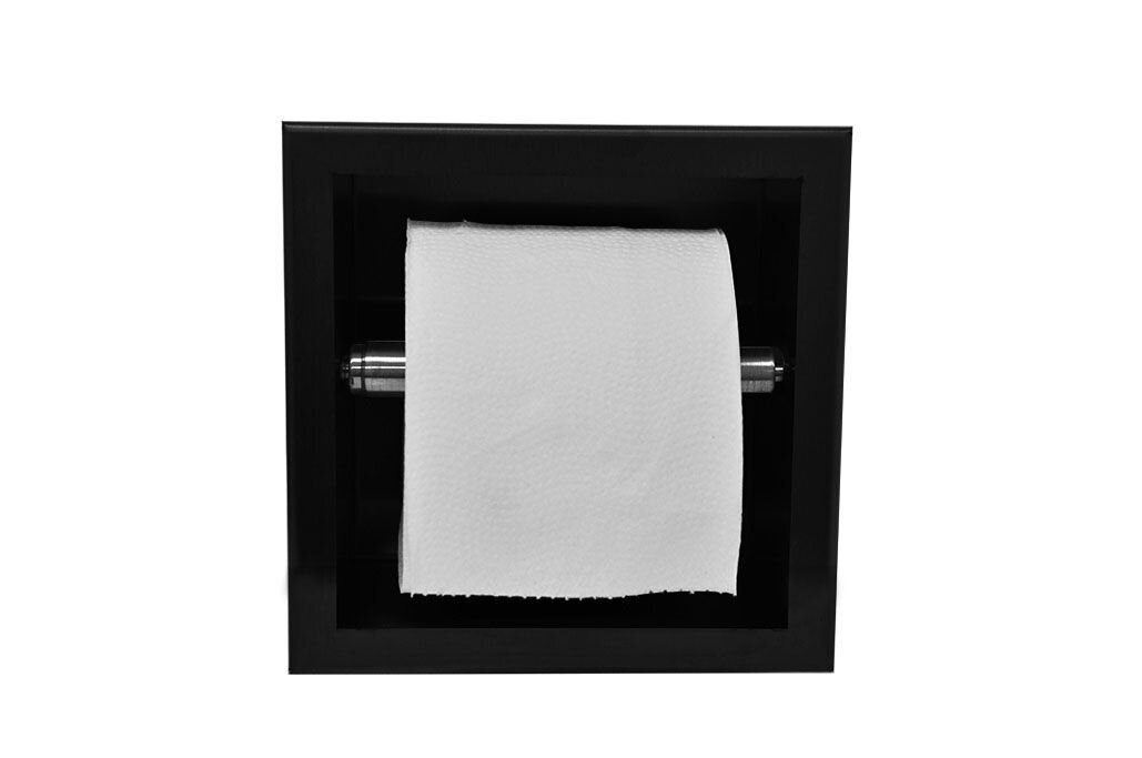 Tualetinio popieriaus ritinėlių laikiklis, įmontuojamas, matinės juodos spalvos kaina ir informacija | Vonios kambario aksesuarai | pigu.lt