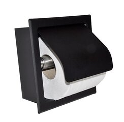 Держатель для рулонов туалетной бумаги с крышкой, встроенный, черный, матовый цена и информация | Аксессуары для ванной комнаты | pigu.lt