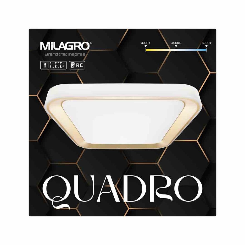 Milagro lubinis šviestuvas Quadro Gold цена и информация | Lubiniai šviestuvai | pigu.lt