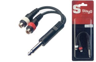 Stagg YC-0.1/1PM2CFH, Aux 6.3 mm/RCA, 10 cm kaina ir informacija | Kabeliai ir laidai | pigu.lt