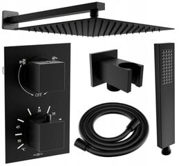 Potinkinis dušo komplektas su termostatu Mexen Cube 6in1, 30x30 cm, Black цена и информация | Душевые комплекты и панели | pigu.lt